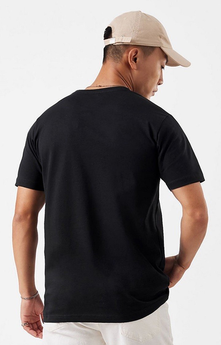 Men's Black Solid Regular T-Shirt