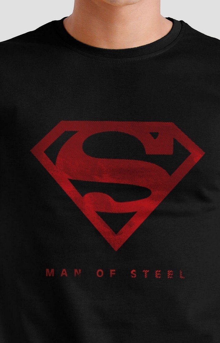 Men's Superman: Iconic Emblem Black Printed Regular T-Shirt