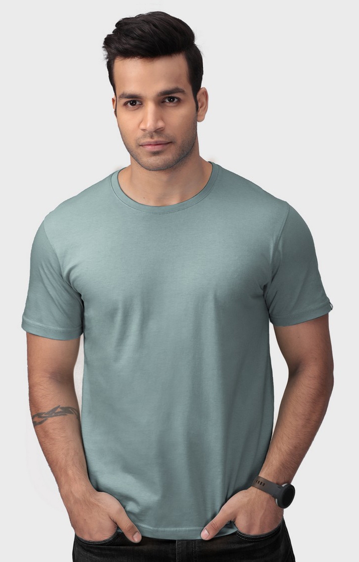 The Souled Store | Men's Original Solids Sage Green T-Shirts