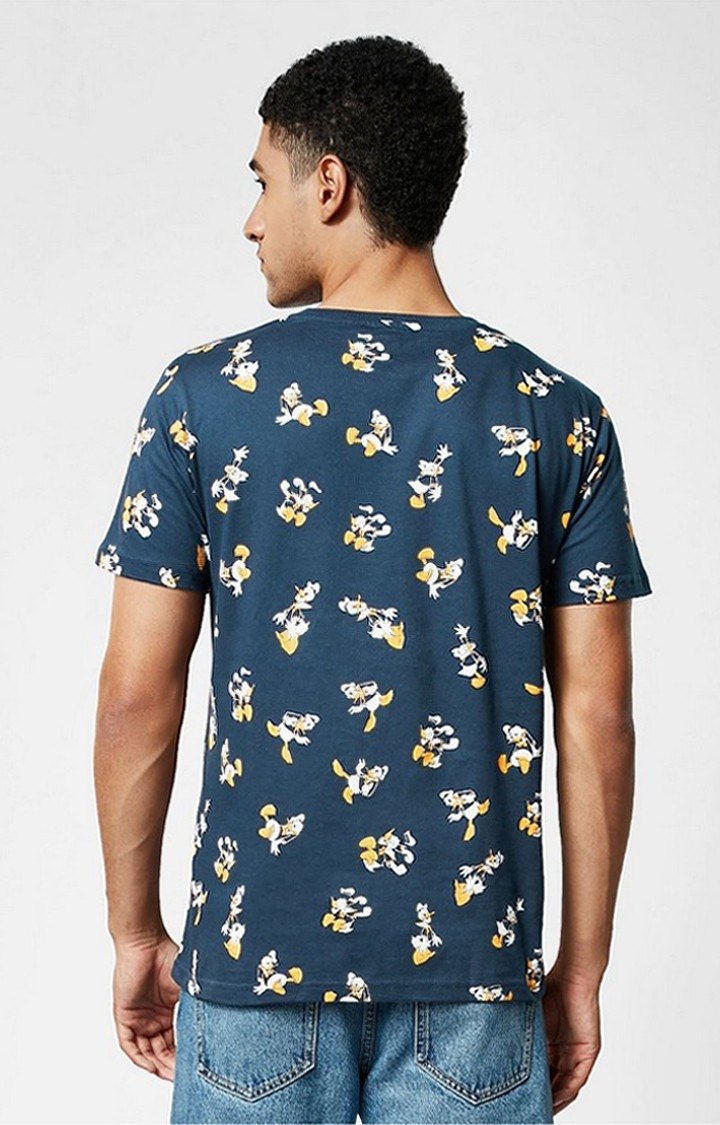 Men's Donald Duck Blue Printed Regular T-Shirt