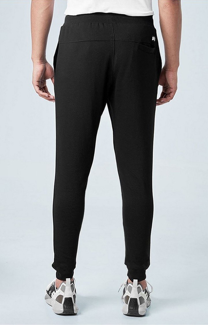 Men's  Black Cotton Solid Activewear Joggers