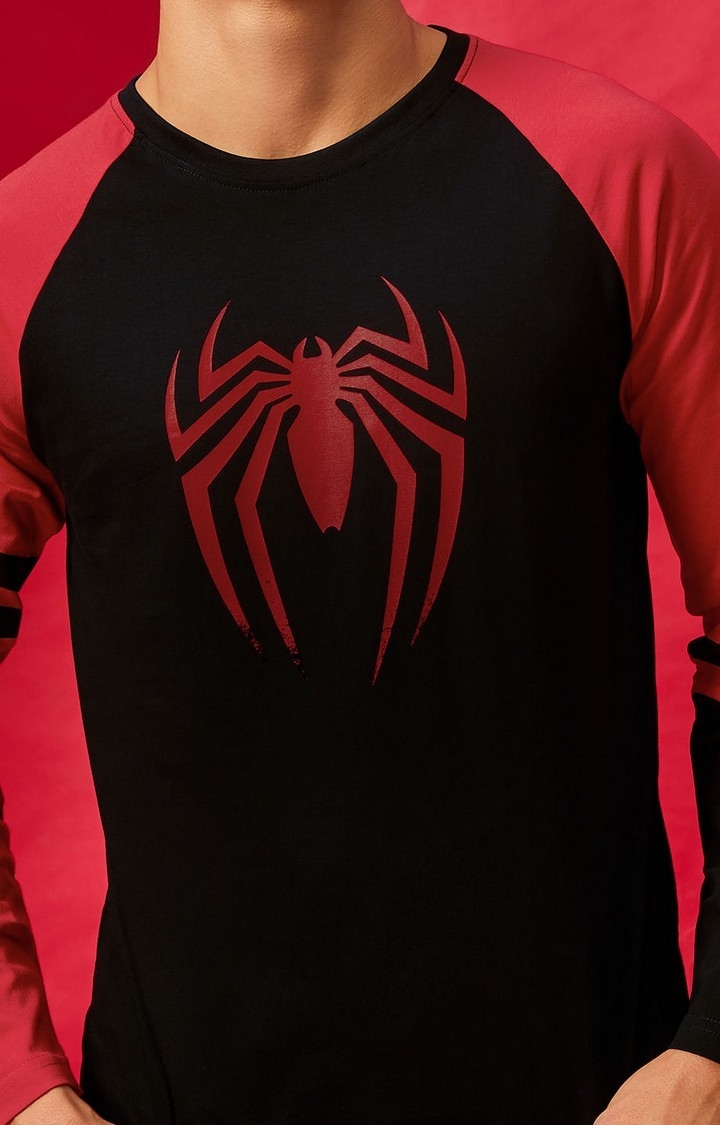 Men's Spider-Man: Web Crawler Black & Red Printed Regular T-Shirt