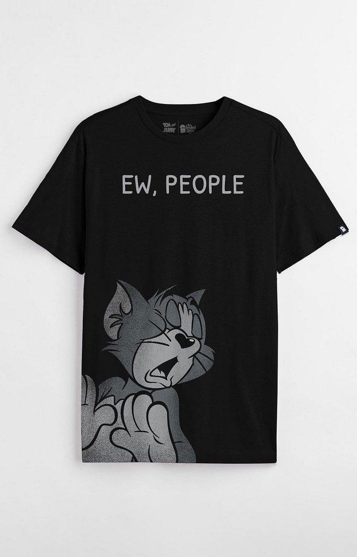 Men s Tom And Jerry Ew People Black Printed Regular T Shirt