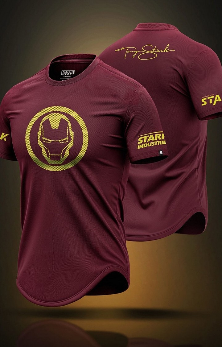 Men's Iron Man: Signature Stark Red Printed Regular T-Shirt