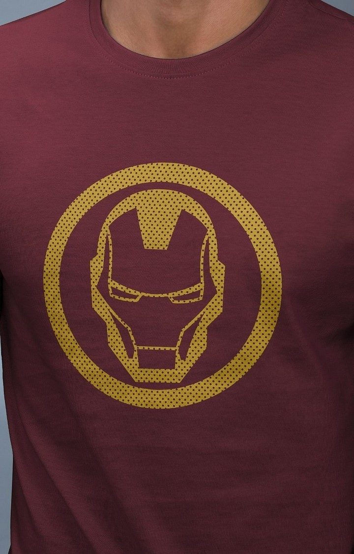 Men's Iron Man: Signature Stark Red Printed Regular T-Shirt