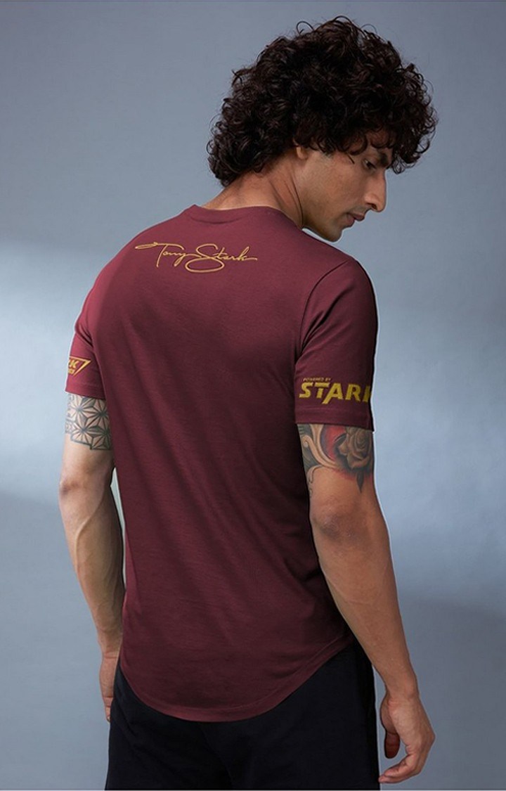 Men's Iron Man: Signature Stark Red Printed Regular T-Shirt