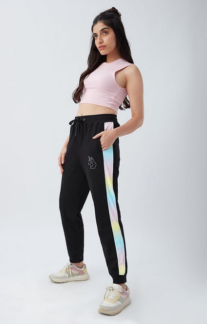 The Souled Store | Women's Stay Magical Black Polycotton Solid Activewear Joggers