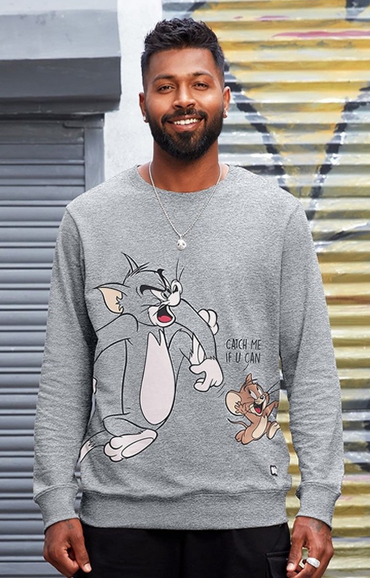The Souled Store | Men's Tom And Jerry: Catch Me If You Can Grey Printed Sweatshirts