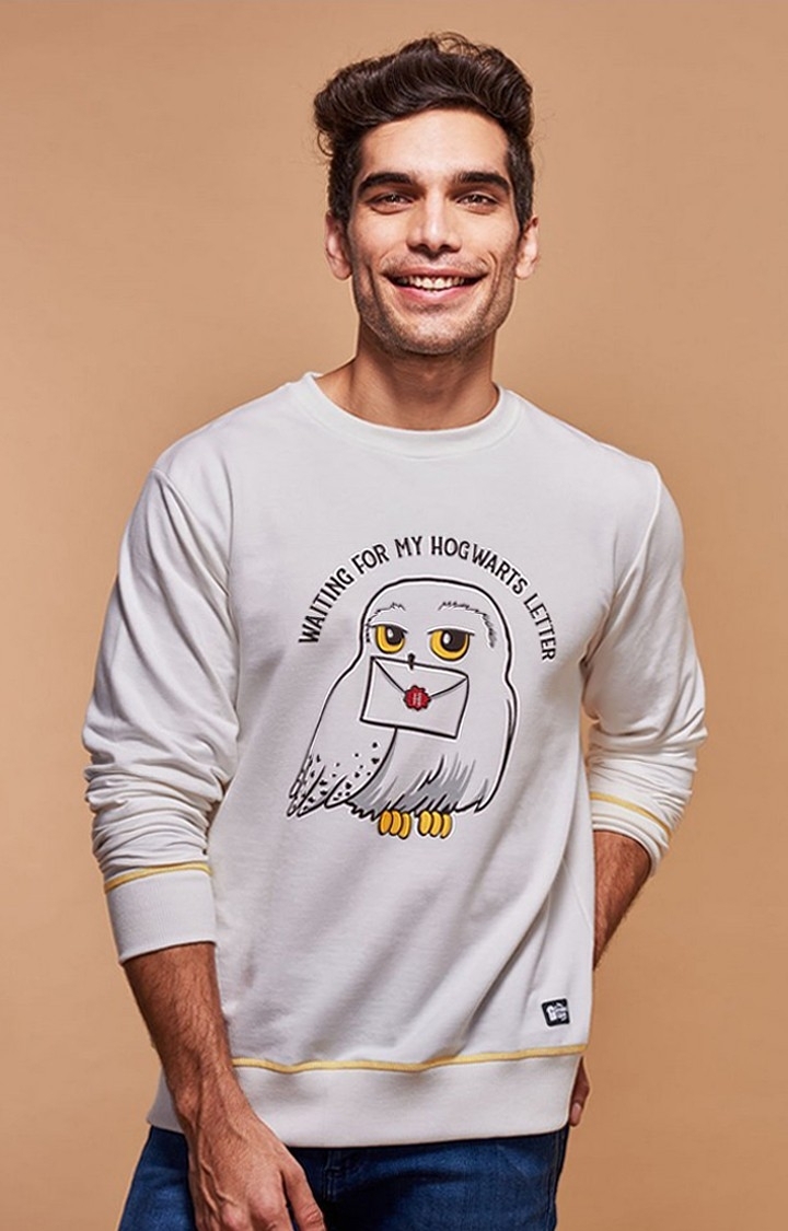 The Souled Store | Men's Harry Potter: Hogwarts Letter White Printed Sweatshirts