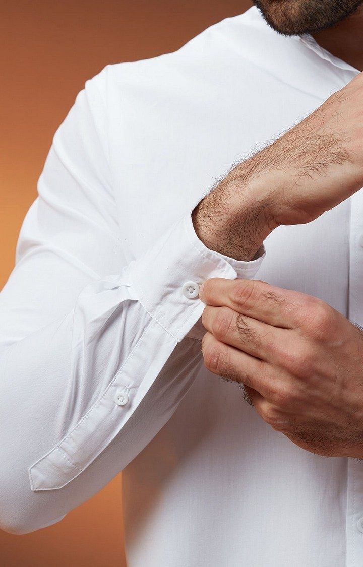Men's White Solid Formal Shirt