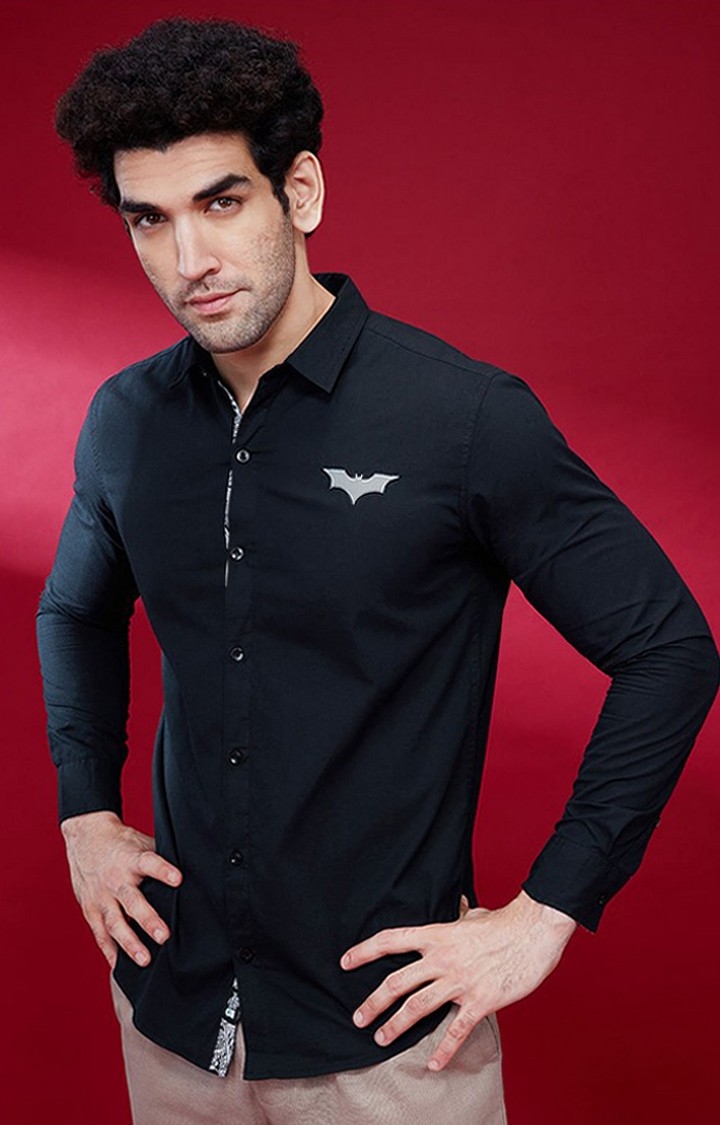 Men's Batman: The Dark Knight Black Solid Casual Shirt