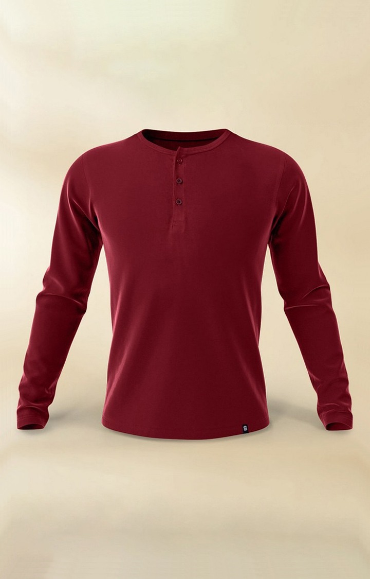 Men's Red Solid Regular T-Shirt