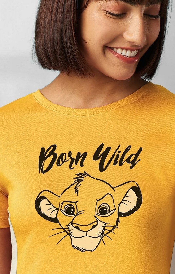 Women's The Lion King: Born Wild Yellow Printed Shift Dress