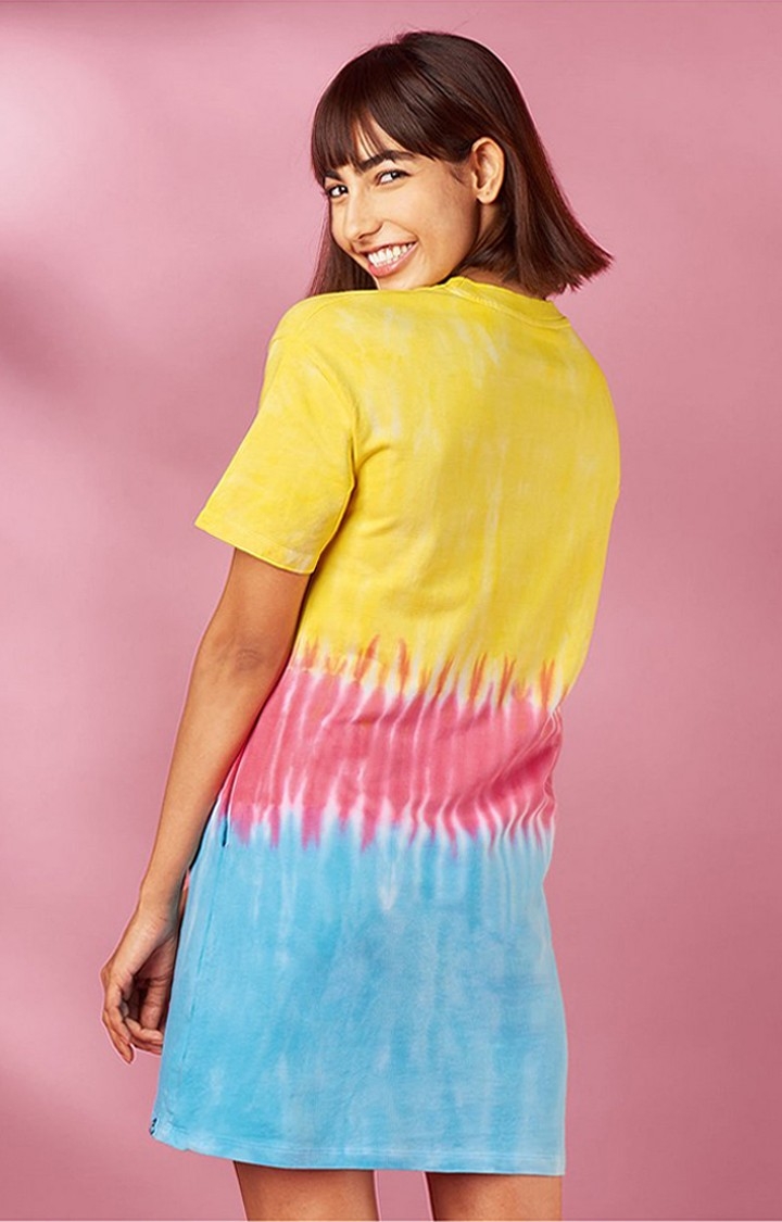 Women's Multicolour Tie Dye Printed Shift Dress