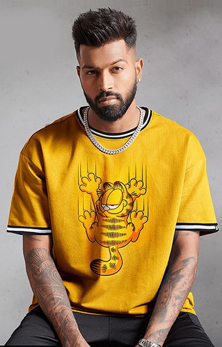 The Souled Store | Men's Garfield: Clingy Yellow Printed Oversized T-Shirt