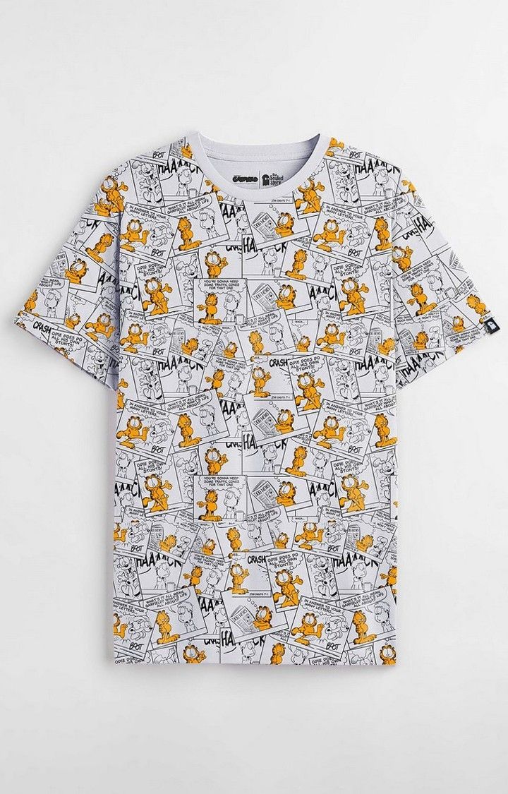 Men's Garfield: Comics White Printed Regular T-Shirt