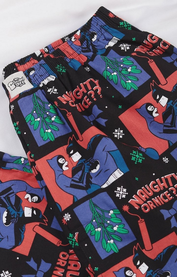 Men's Batman Naughty Or Nice Multicolour Cotton Printed Trackpant