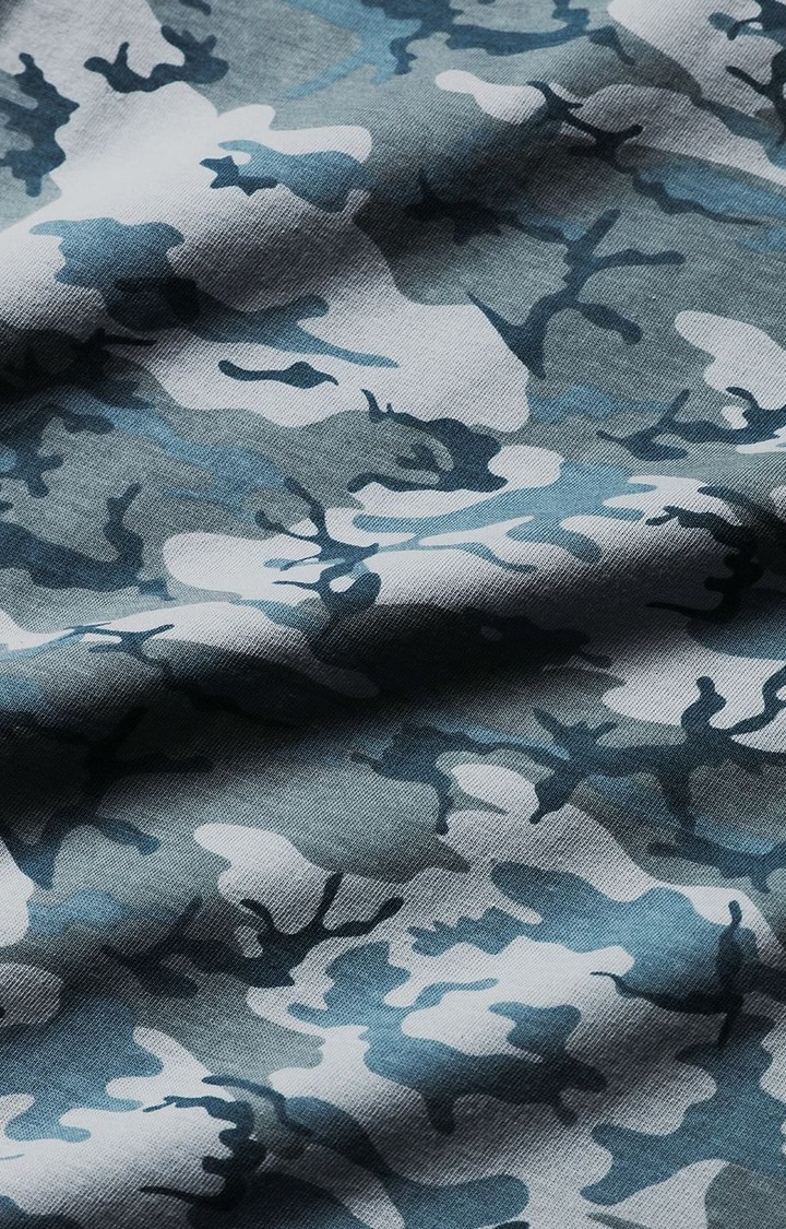 Men's Grey Camouflage Printed Regular T-Shirt