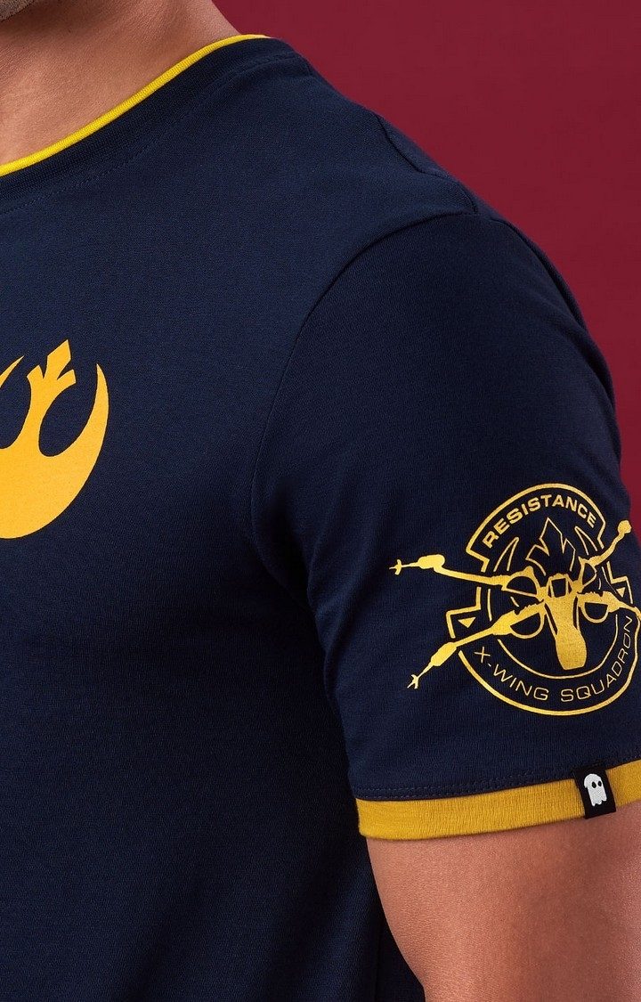 Men's Star Wars: Join The Resistance Blue Printed Regular T-Shirt