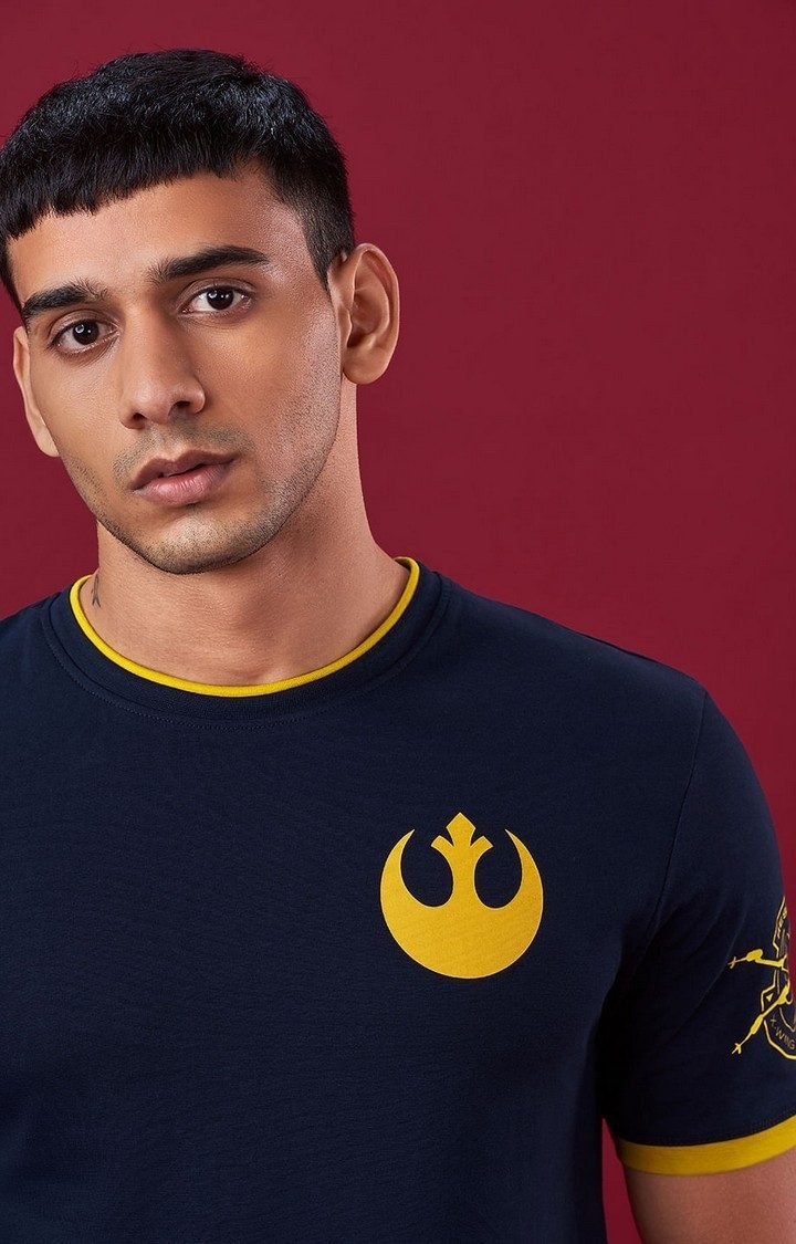 Men's Star Wars: Join The Resistance Blue Printed Regular T-Shirt
