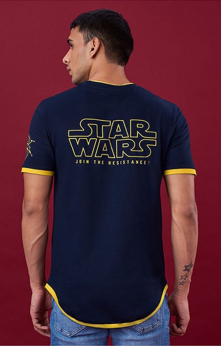 Men's Star Wars: Join The Resistance Blue Printed Regular T-Shirt