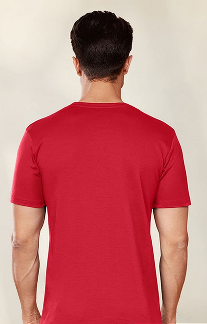 Men's Red Solid Regular T-Shirt