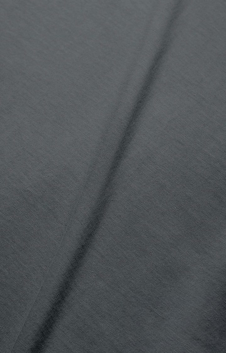 Men's Grey Solid Regular T-Shirt