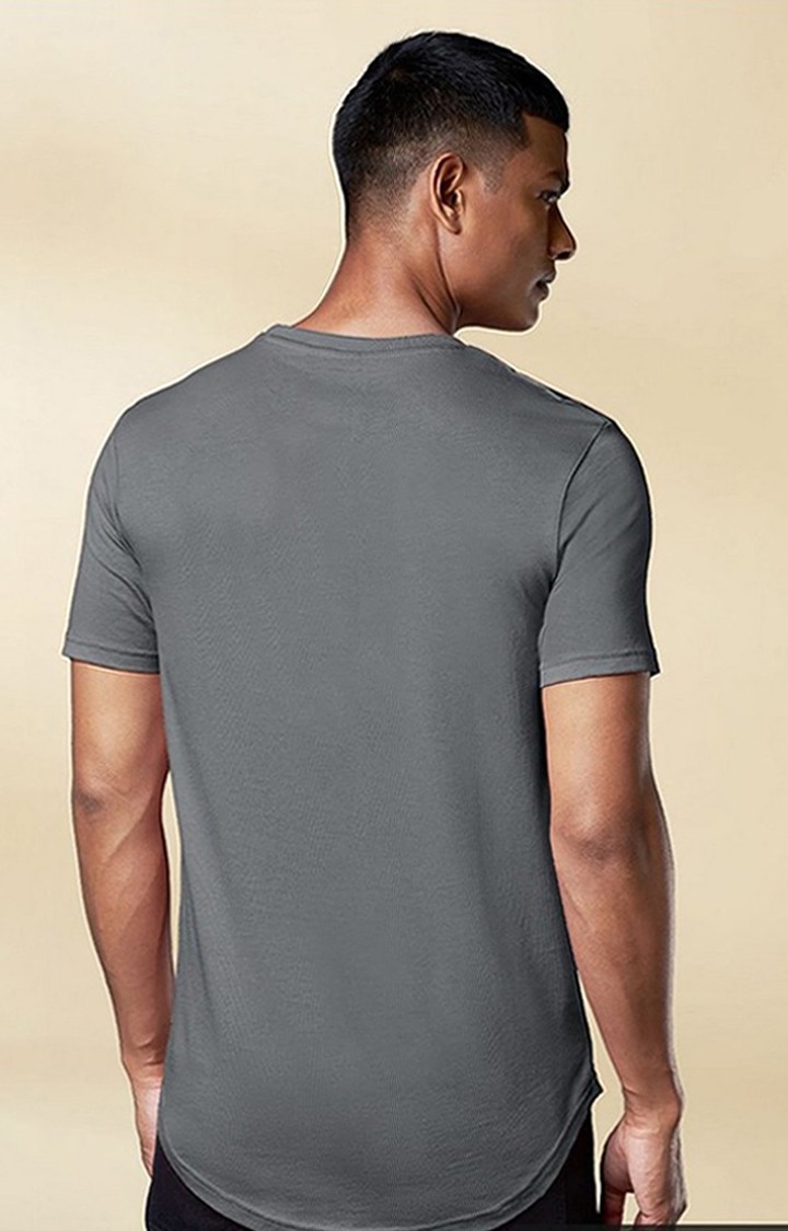 Men's Grey Solid Regular T-Shirt