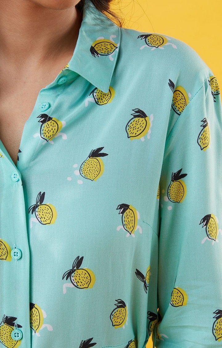 Women's Lemonade Green Printed Shift Dress
