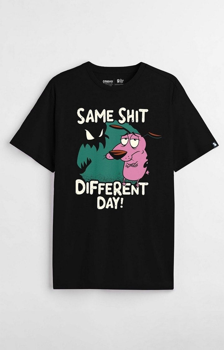 Men's Courage: Same Shit Black Printed Regular T-Shirt