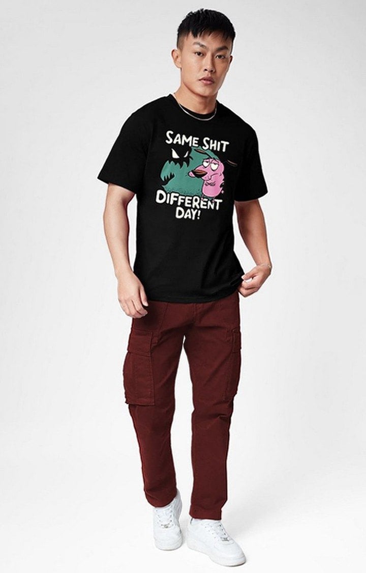Men's Courage: Same Shit Black Printed Regular T-Shirt