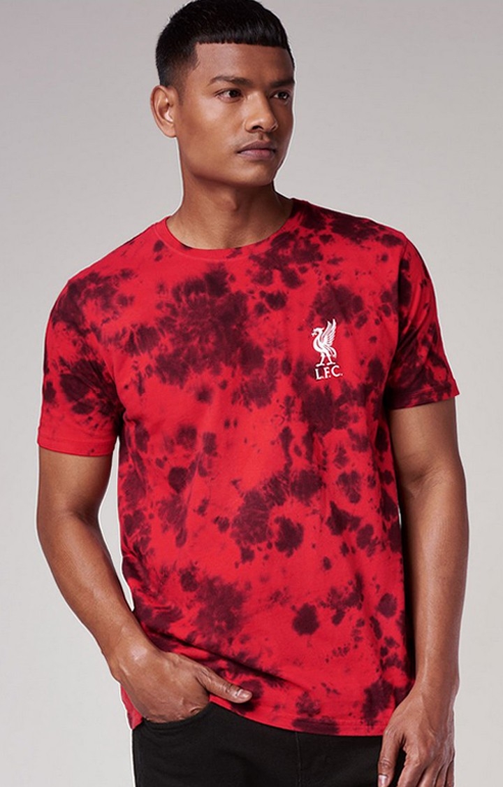 The Souled Store | Men's Liverpool FC Red Tie Dye Printed Regular T-Shirt