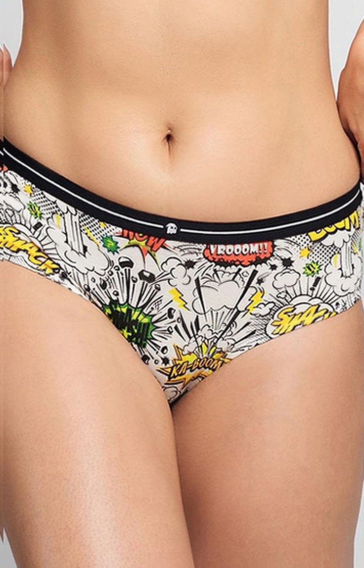 The Souled Store | Women's White Boom Pow Hipster Panties