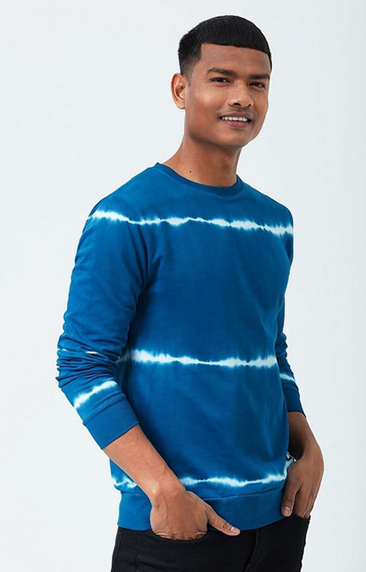 Men's Blue Tie Dye Printed Sweatshirts