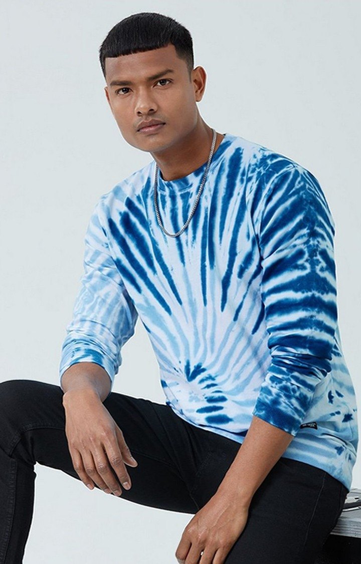 Men's Blue Tie Dye Printed Sweatshirts