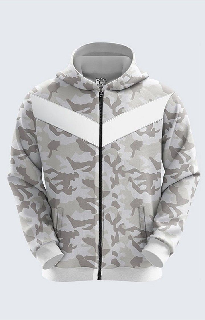 Men's Grey Camouflage Printed Hoodies