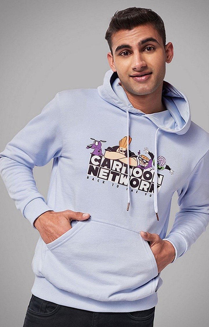 Men's Cartoon Network: Back To The 90's Blue Printed Hoodies