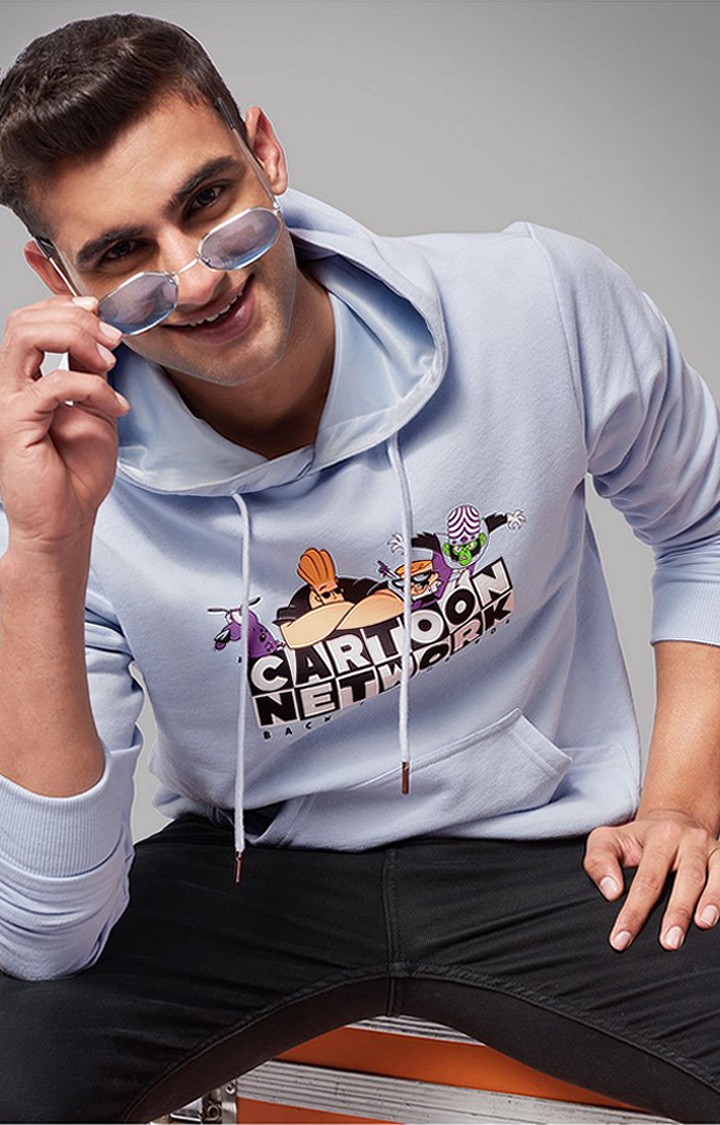 Men s Cartoon Network Back To The 90 s Blue Printed Hoodies