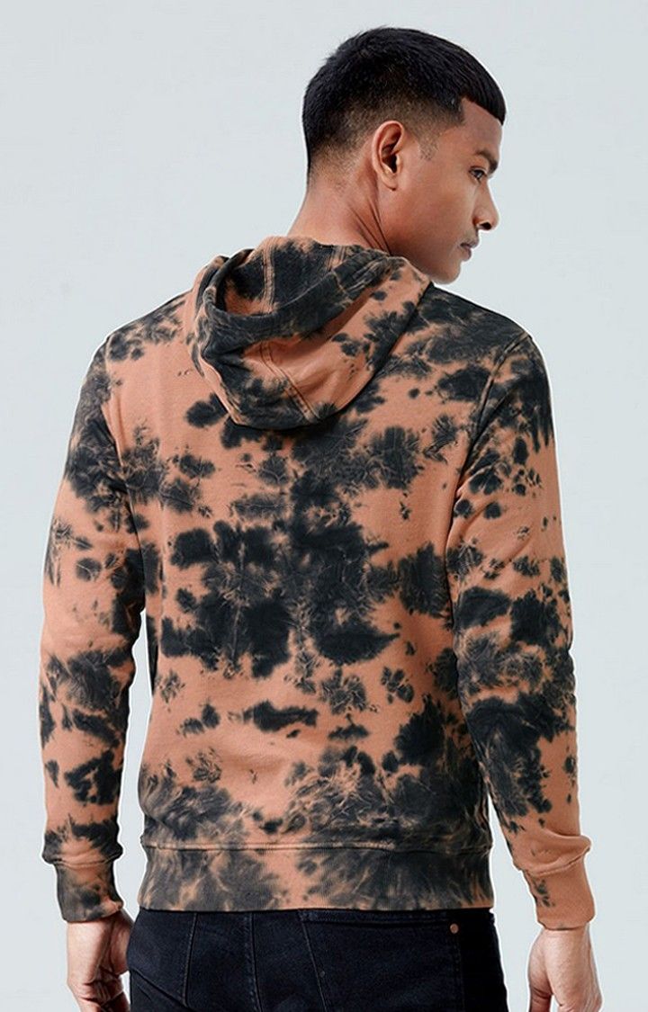 Men's Black & Borwn Tie Dye Printed Hoodies