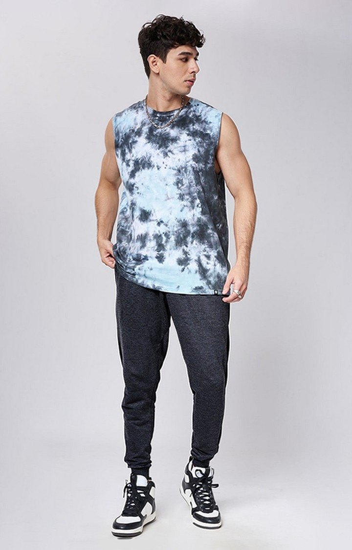 Men's  Charcoal Cotton Melange Textured Activewear Joggers