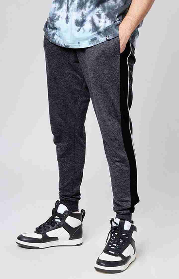 The Souled Store | Men's  Charcoal Cotton Melange Textured Activewear Joggers