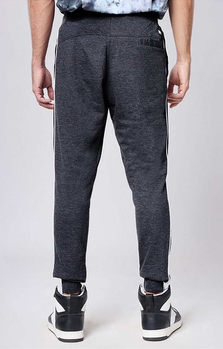 Men's  Charcoal Cotton Melange Textured Activewear Joggers