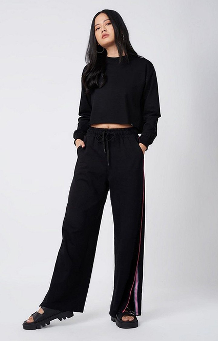 Women's Black Solid Crop Top