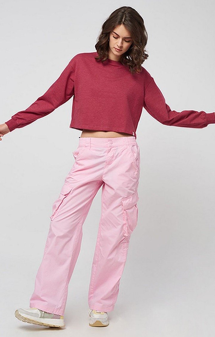 Women's Red Solid Crop Top