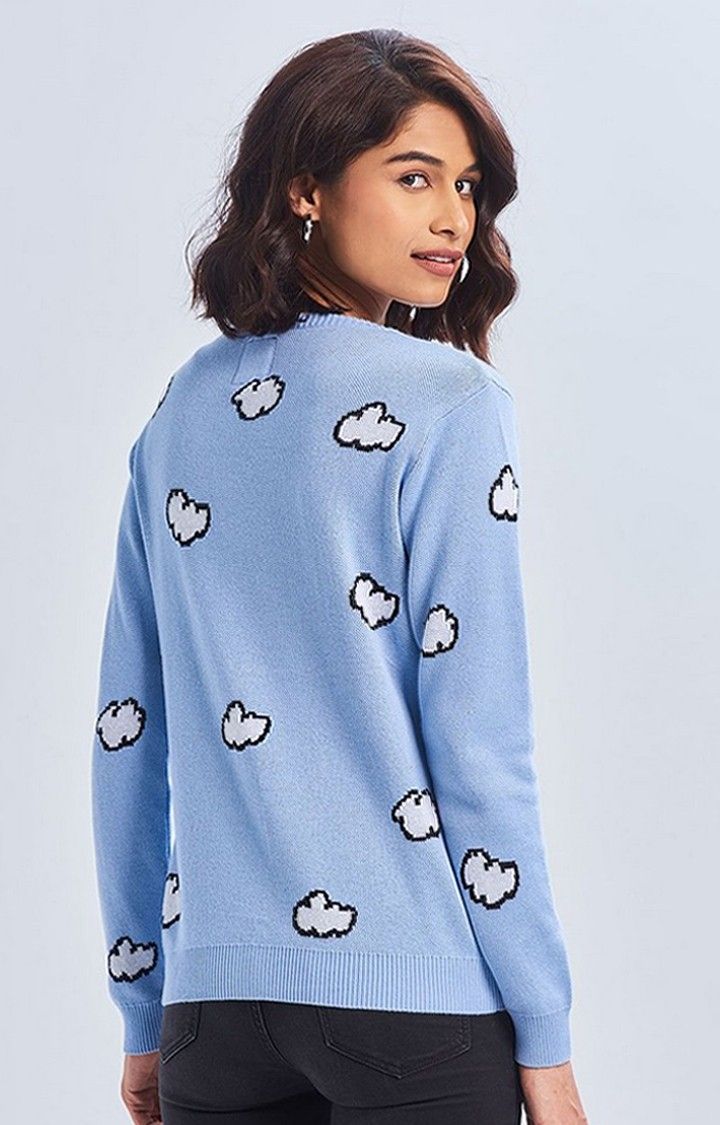 Women's Peanuts: Hug Blue Printed Sweaters