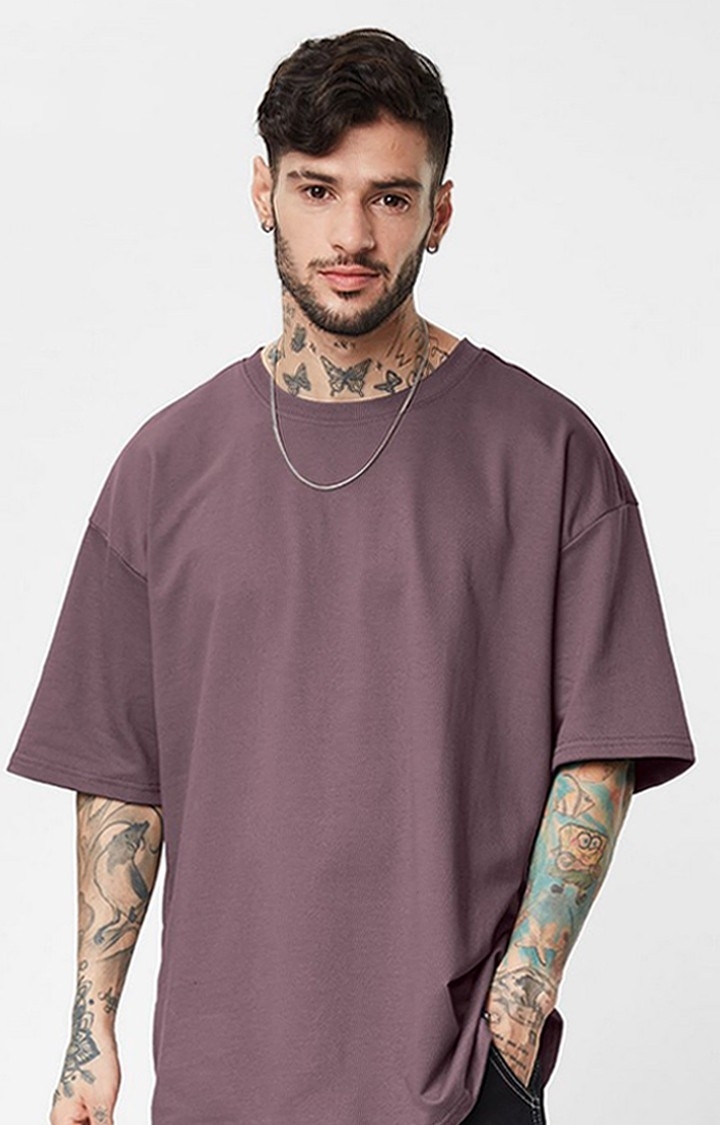The Souled Store | Men's Brown Solid Oversized T-Shirt