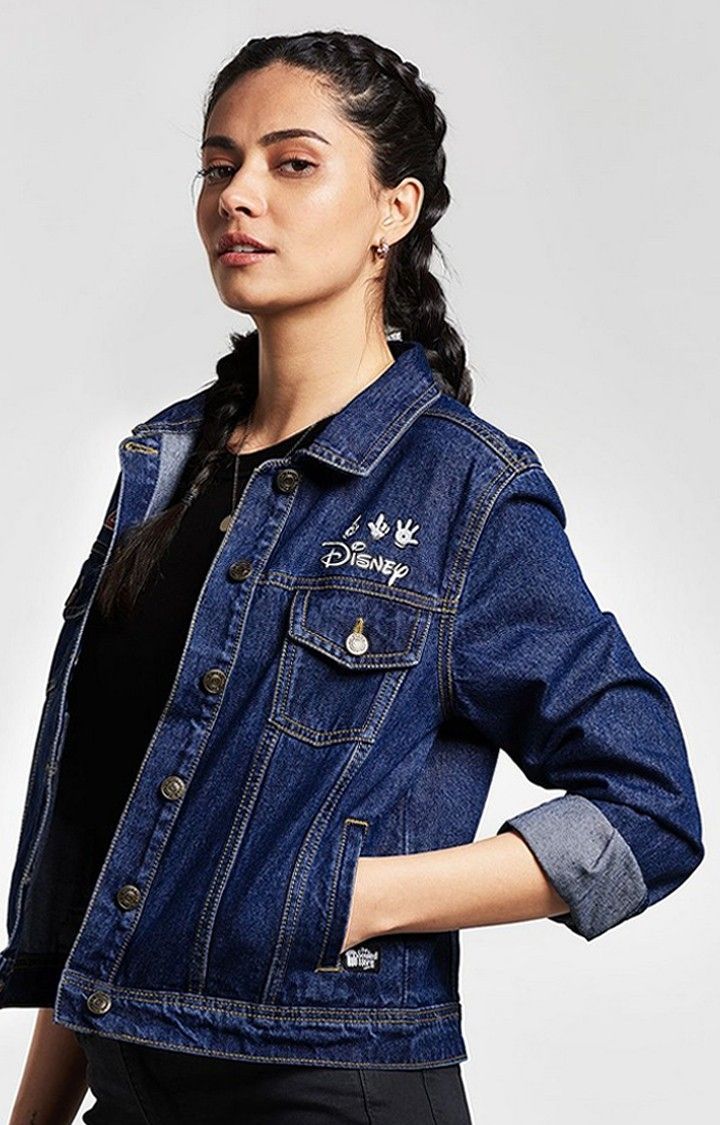 Women's Disney Blue Printed Denim Jacket