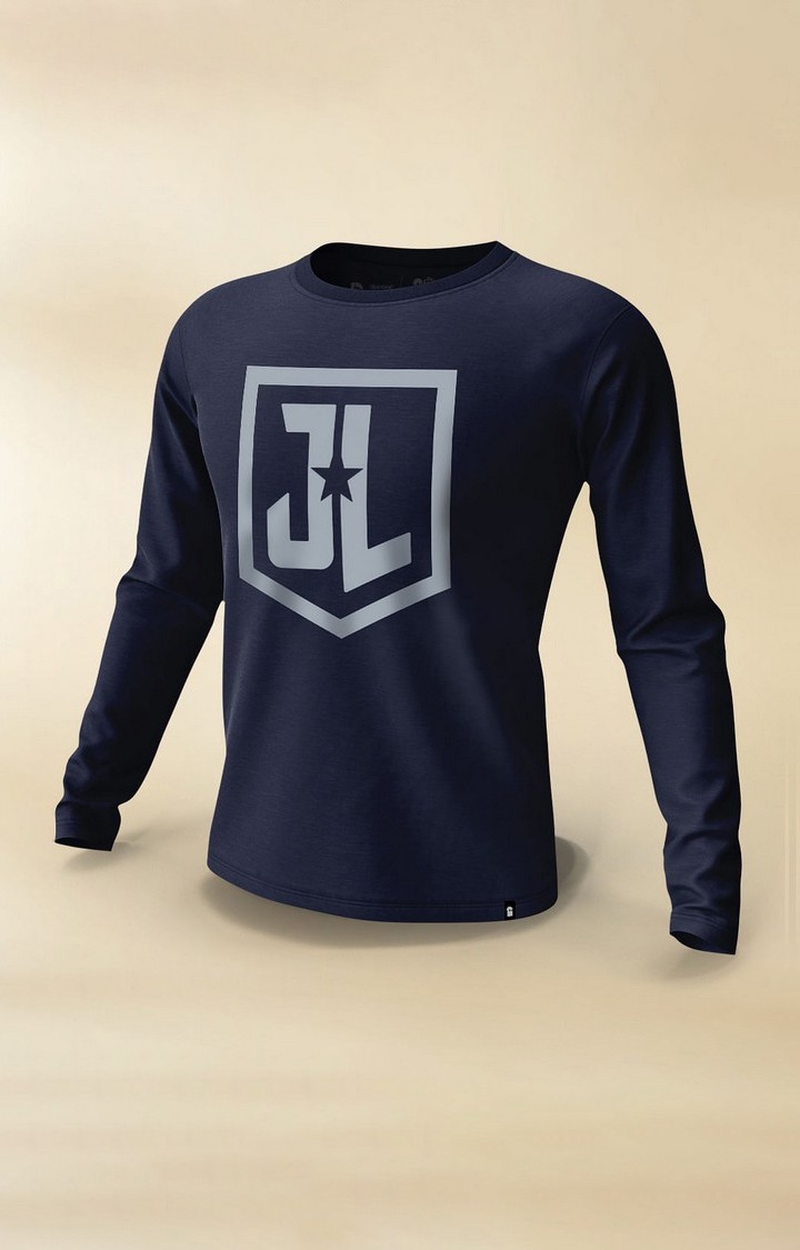 Men's Justice League: Logo Blue Printed Regular T-Shirt