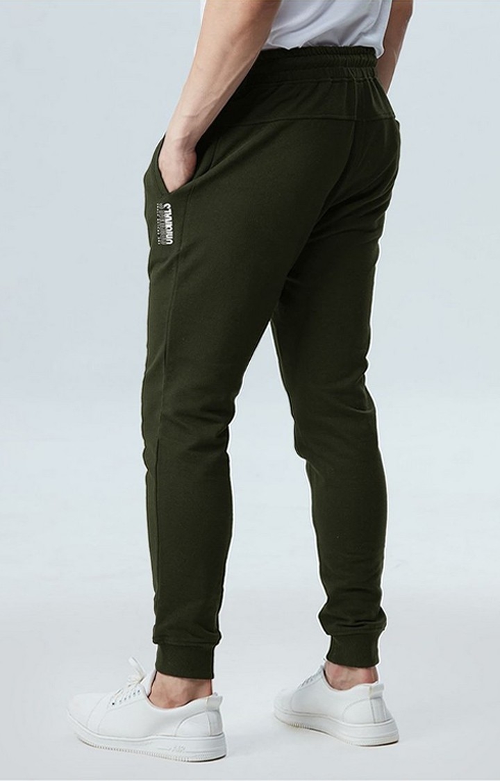 Men's  Olive PolyCotton Solid Activewear Joggers
