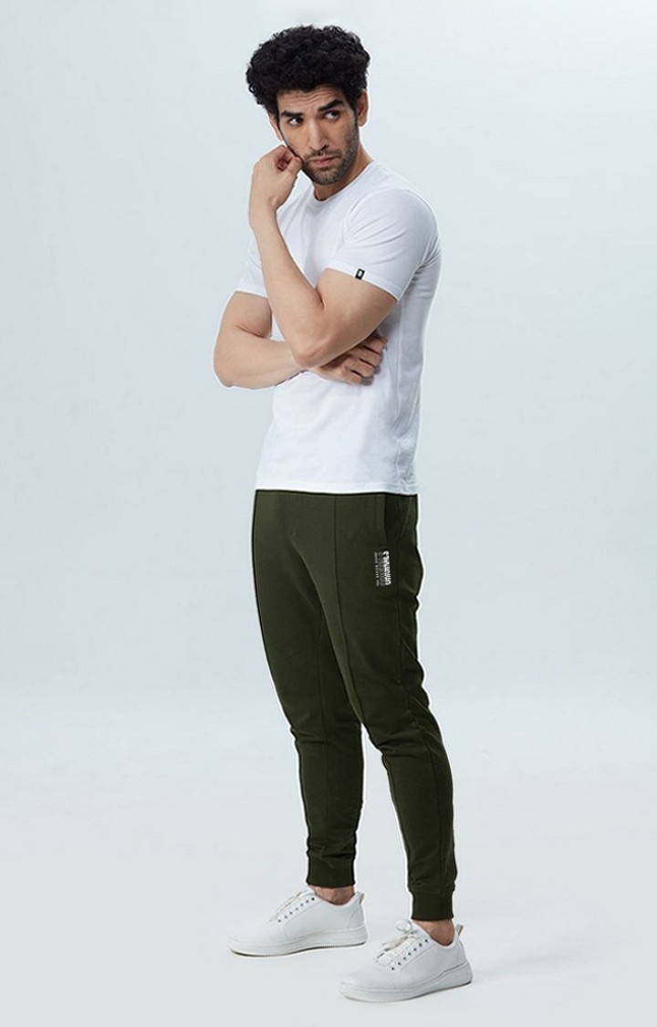 Men's  Olive PolyCotton Solid Activewear Joggers